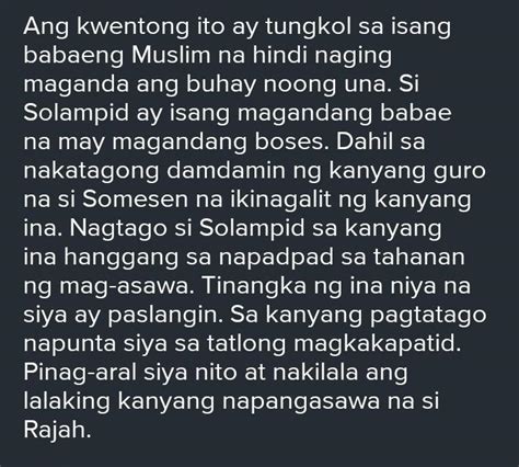 Mga pangyayari sa kwento ni solampid .